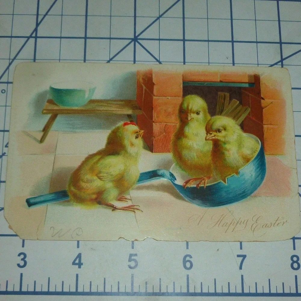 Vintage Raphael Tuck & Sons Easter Postcard Chicks in Ladle Germany Litho